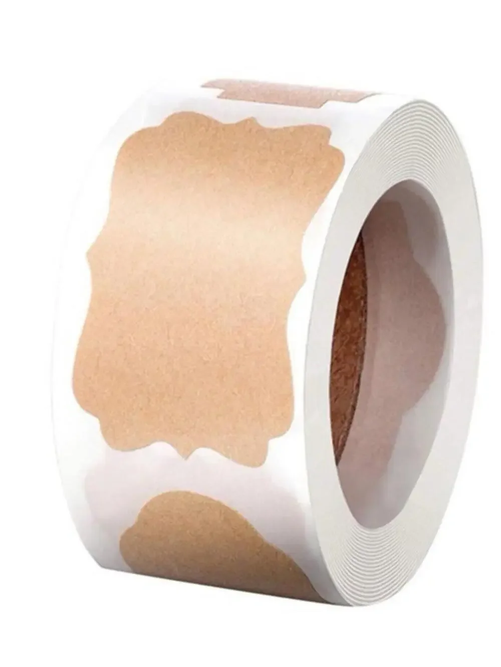 Stickers 500pcs Self-Adhesive Kraft Paper Labels Roll Bakery Home Office NEW